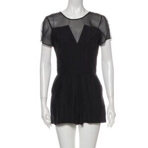 Parker Black Silk Short Sleeve Romper Size S